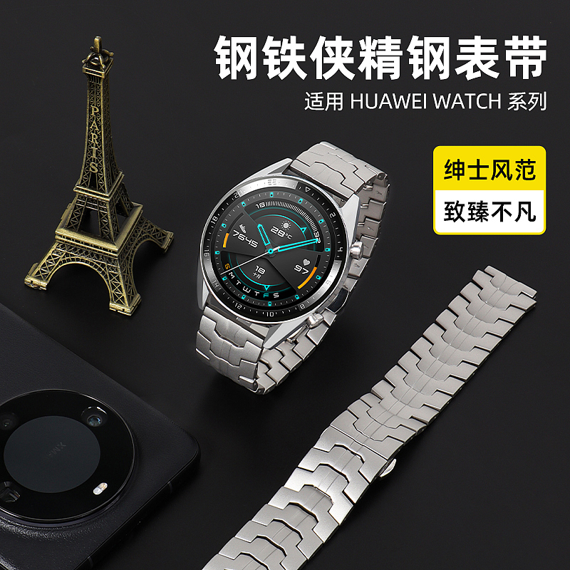 适用华为苹果oppo钢铁侠元素金属表带详情页不锈钢钢带