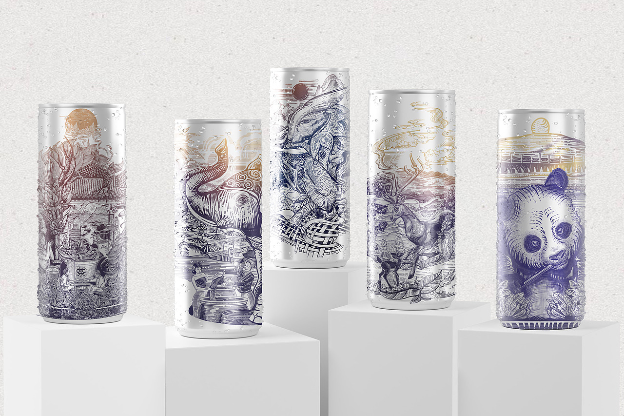 五福动物系列丨版画风格插画丨包装设计