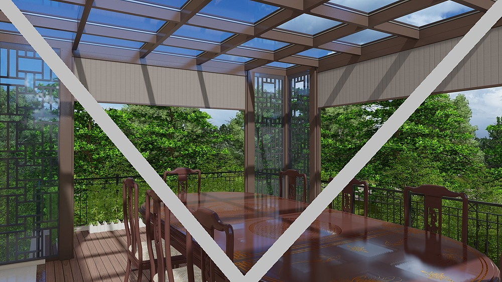 新中式凉亭效果图代画