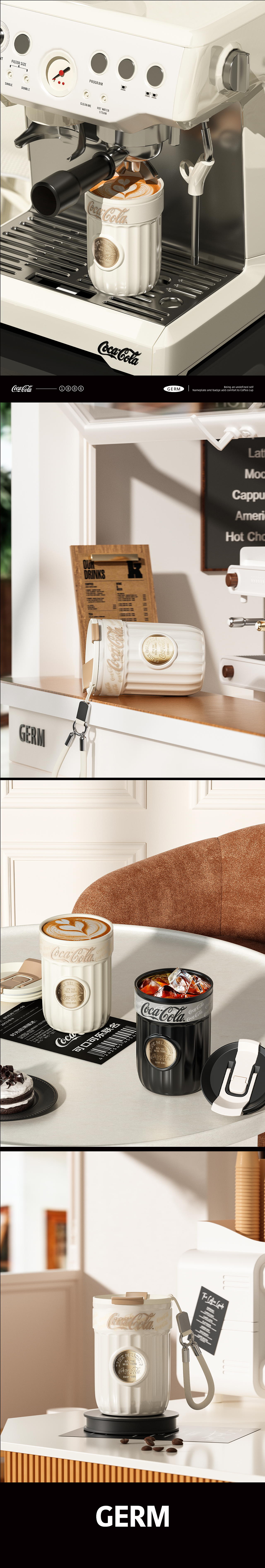 可口可乐勋章咖啡杯渲染