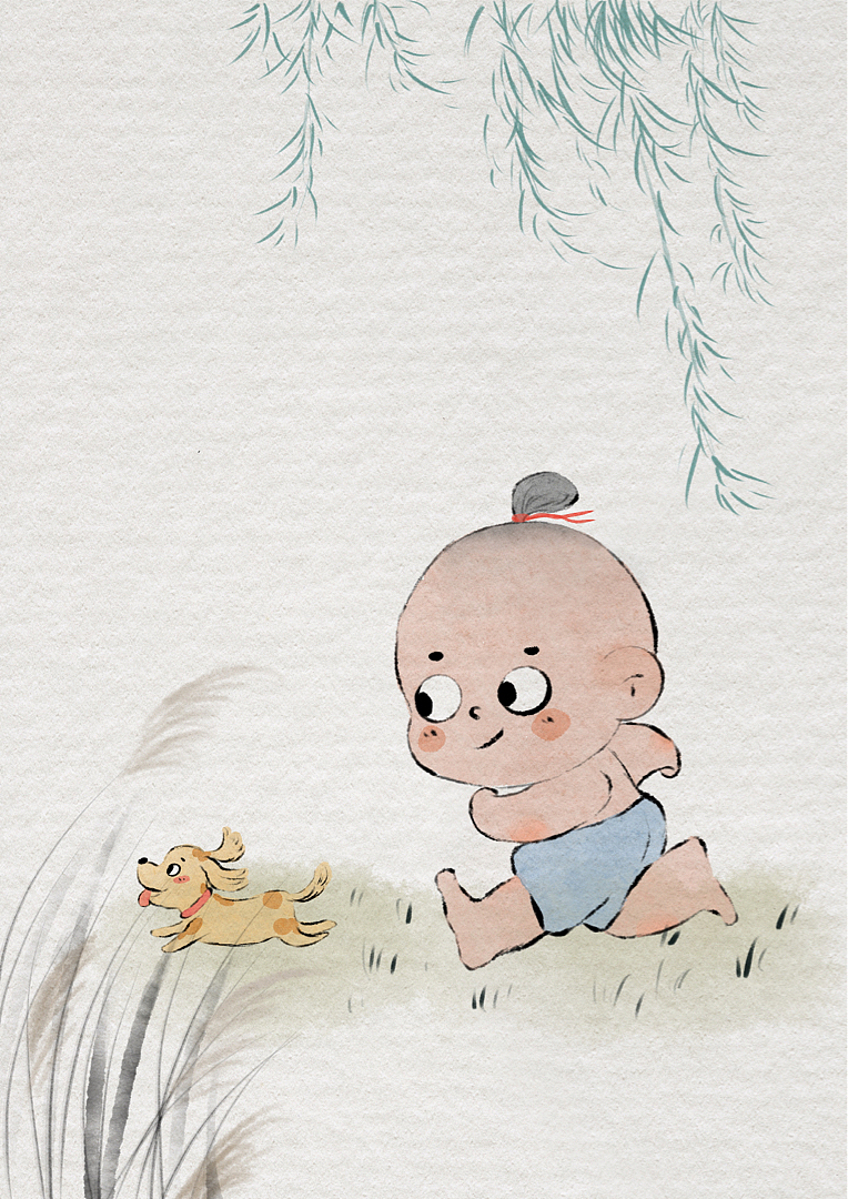 【原创插画】画的我儿子 古风（图ZMzQ2NTQ4ODY4） - 儿童插画 - 站酷设计师宿宿插画原创素材 - 站酷ZCOOL