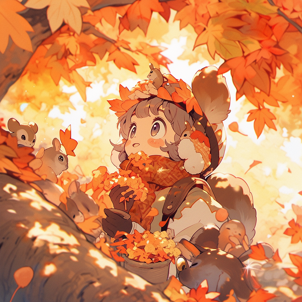 秋天的松鼠（图ZMzU5OTgxODM2） - AI作品 - 站酷设计师娜娜鱼是鱼娜娜原创素材 - 站酷ZCOOL