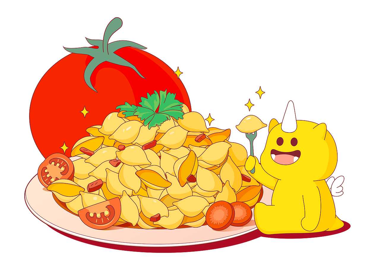 番茄肉酱螺旋面 贝壳面包装设计 儿童意面包装设计