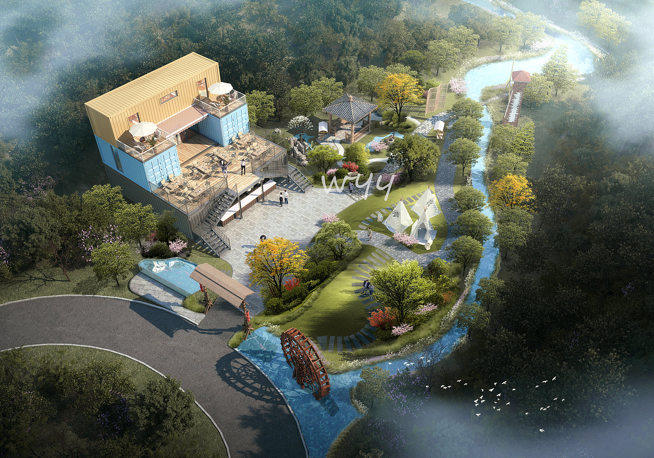 民宿设计鸟瞰丨一种回归自然，轻松和谐的意境（图ZMzQxMjgxNjg4） - 景观设计 - 站酷设计师设计源源原创素材 - 站酷ZCOOL