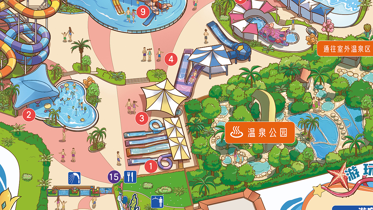 美林湖歡樂(lè)水世界手繪地圖（圖ZMzA4MTY0Nzgw） - 商業(yè)插畫(huà) - 站酷設(shè)計(jì)師JAS浩浩原創(chuàng)素材 - 站酷ZCOOL