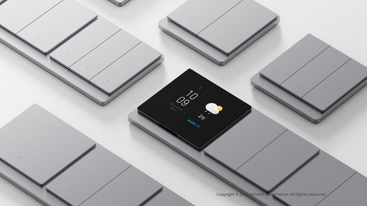 ZXFANS智有范 全屋智能 X2金属智能开关,模块化设计、组合安装,一体化金属机身