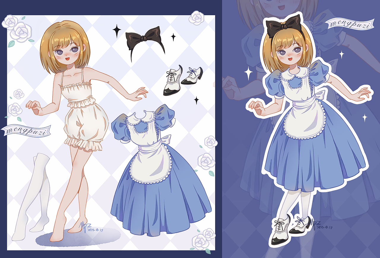 依然很爱玩小时侯最喜欢玩的小贴纸近期画了好多人物换装的贴纸画关注