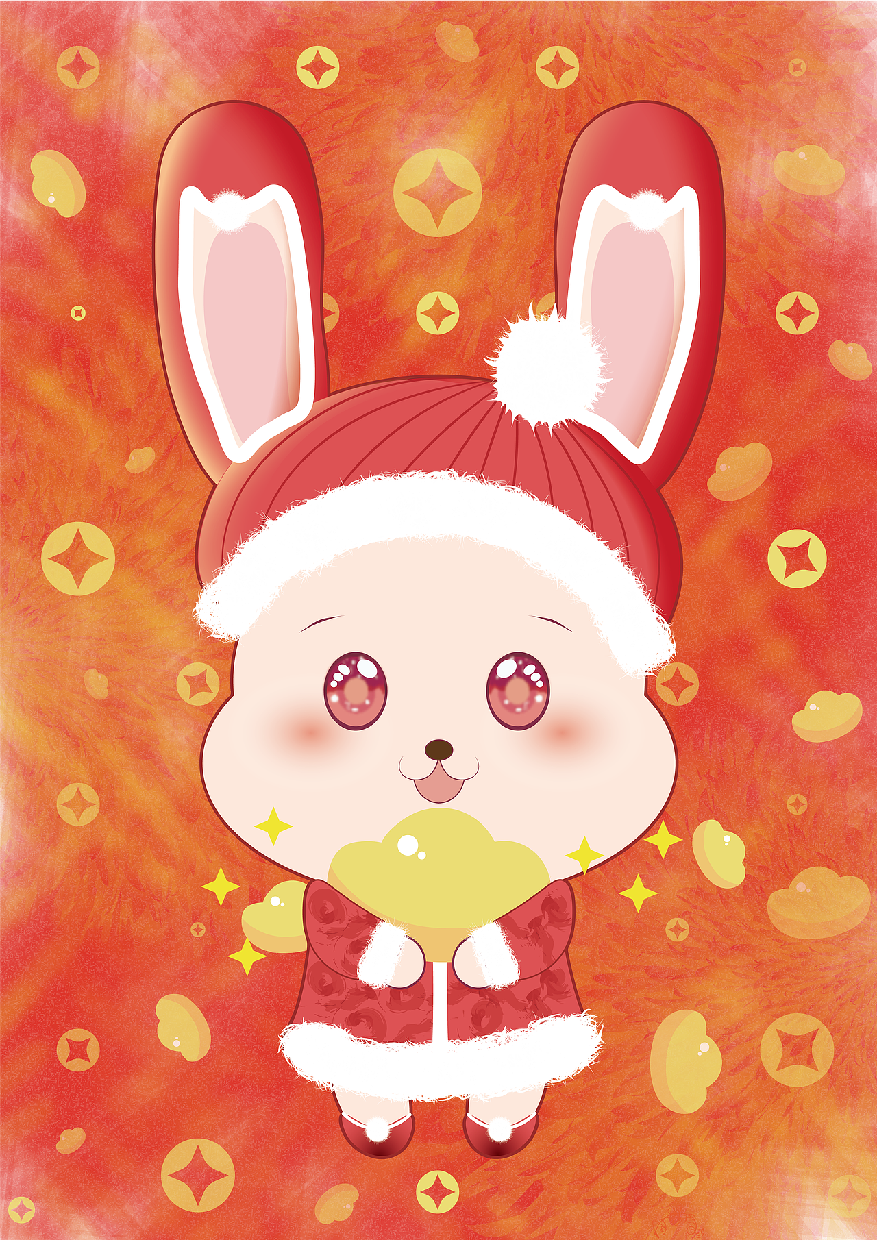 抱元寶的兔子（圖ZMzE5ODQwMDk2） - 兒童插畫 - 站酷設(shè)計師燃盡繁華落塵埃原創(chuàng)素材 - 站酷ZCOOL