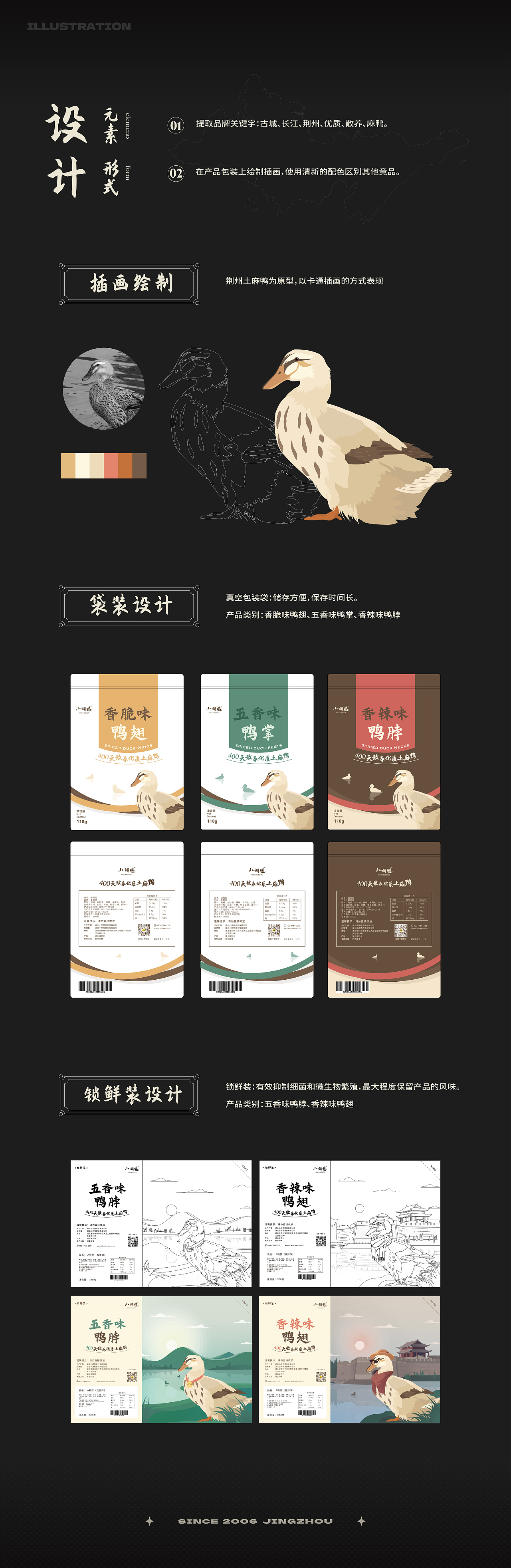 小胡鸭包装插画设计