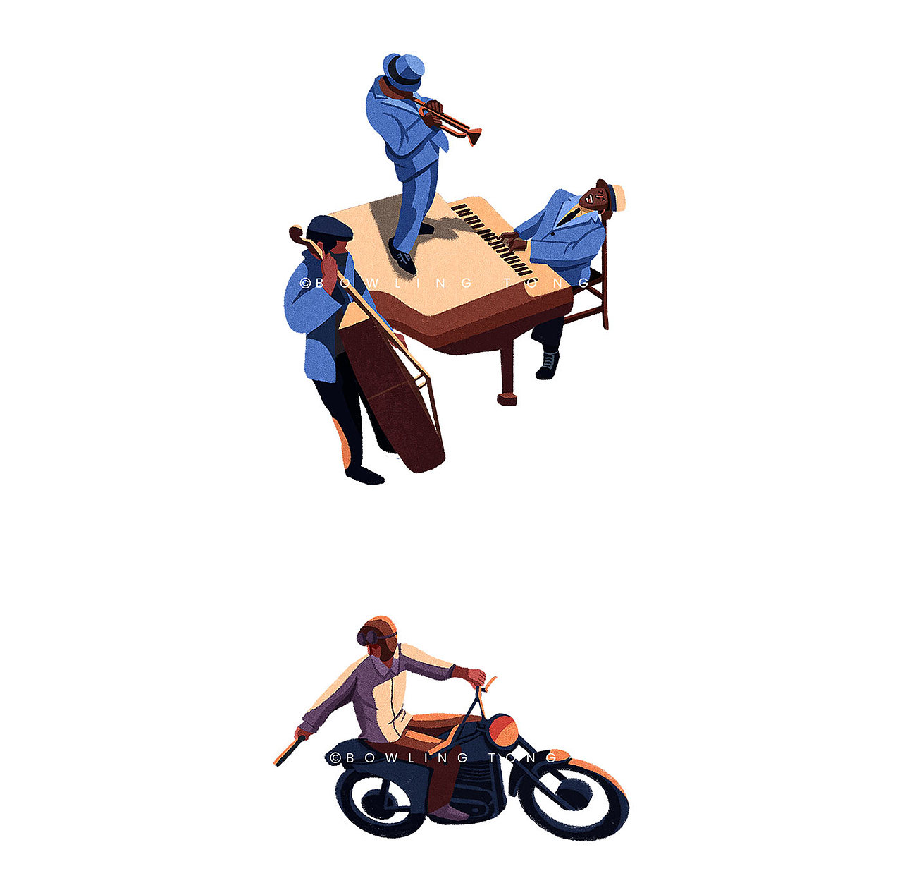 户外汽车影院-复古插画（图ZMzQyNDk2ODUy） - 艺术插画 - 站酷设计师BowlingTong原创素材 - 站酷ZCOOL