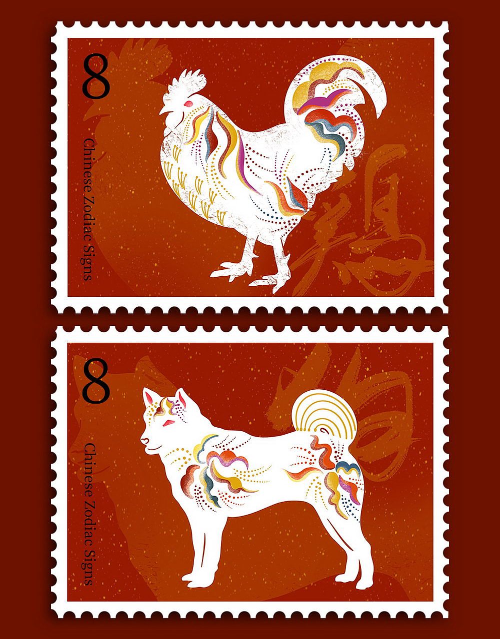 十二生肖肌理國風(fēng)紋樣插畫（下）雞狗豬鼠?；ⅲ▓DZMzI2MDAzOTIw） - 創(chuàng)作習(xí)作 - 站酷設(shè)計師視覺知原創(chuàng)素材 - 站酷ZCOOL