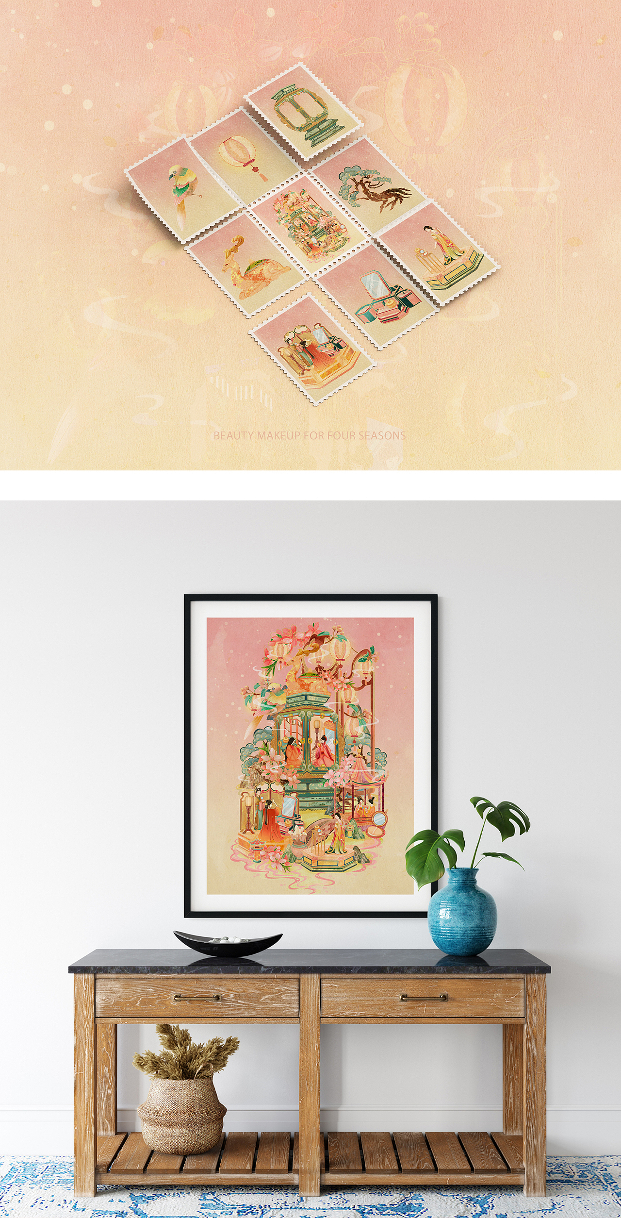 香妆&四季｜国潮商业插画（图ZMzM2NDc3MDY4） - 商业插画 - 站酷设计师二玥拾原创素材 - 站酷ZCOOL