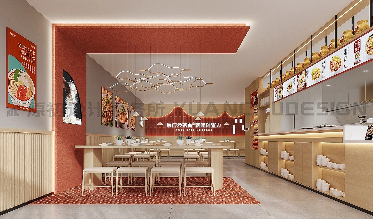 厦门 店面装修室内空间餐厅设计 闽南沙茶面农家菜