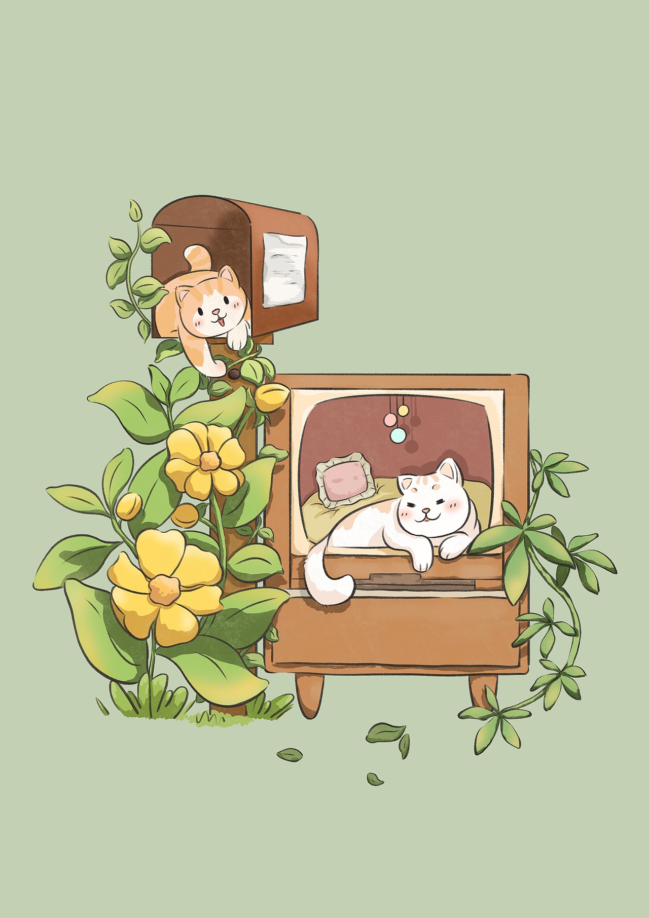 惬意喵咪（图ZMzQ3NTk2NDgw） - 商业插画 - 站酷设计师甄小西原创素材 - 站酷ZCOOL