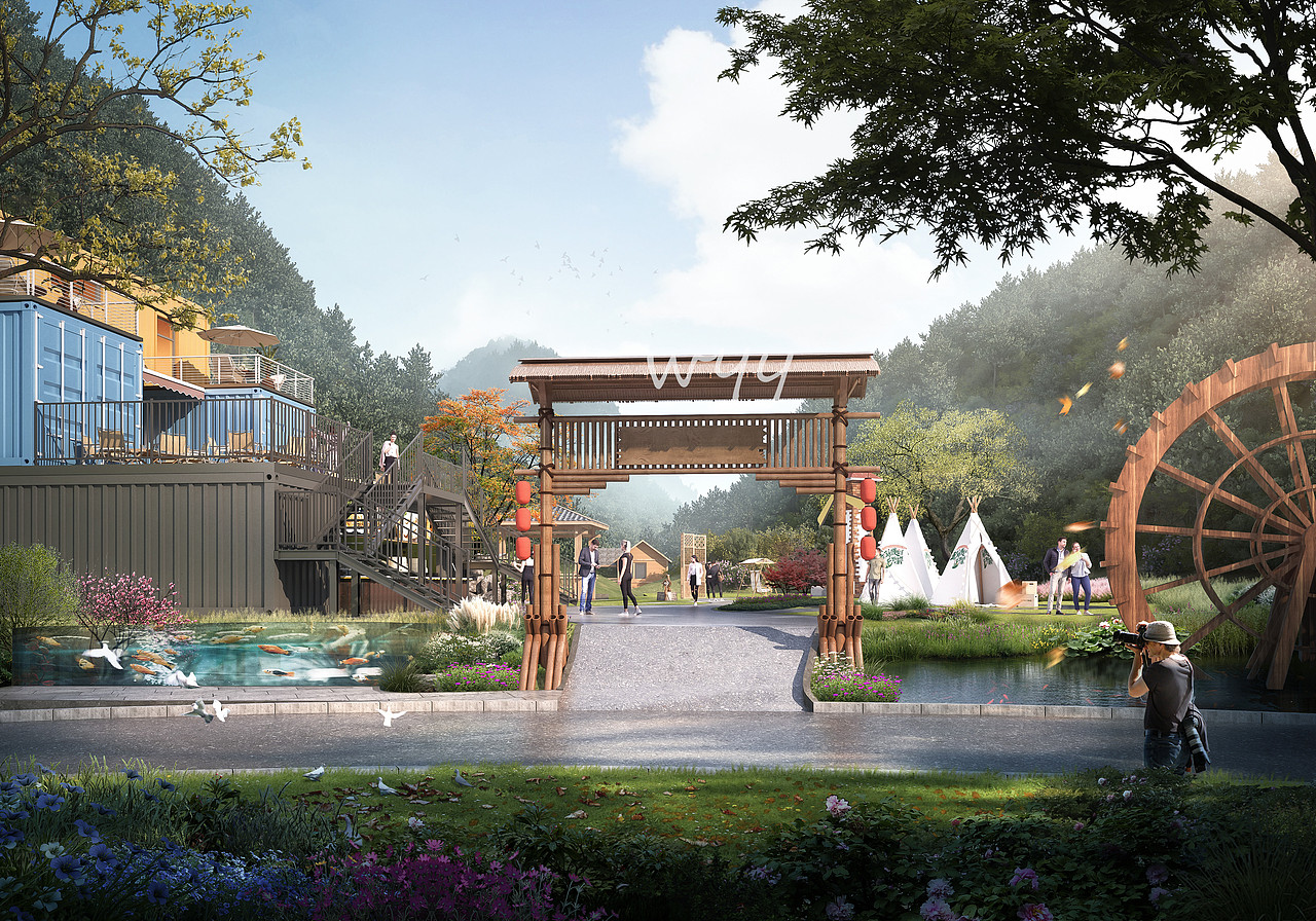 民宿设计鸟瞰丨一种回归自然，轻松和谐的意境（图ZMzQxMjgxNjg0） - 景观设计 - 站酷设计师设计源源原创素材 - 站酷ZCOOL