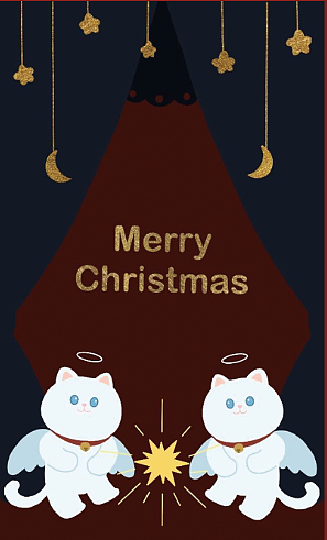 圣诞猫猫封口贴设计
