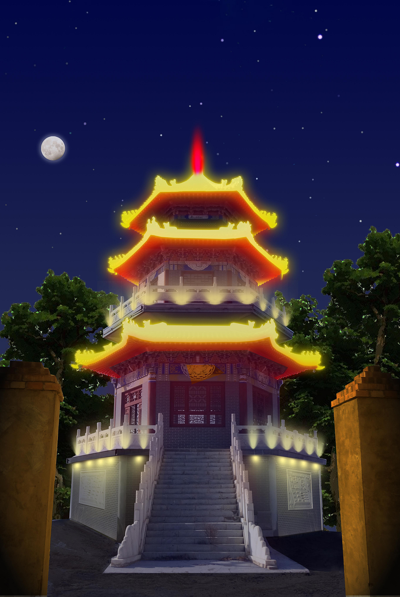 宁夏彭阳公园夜间照明效果图绘制（图ZMzUxMTEwMjIw） - 其他平面 - 站酷设计师刘华涓原创素材 - 站酷ZCOOL
