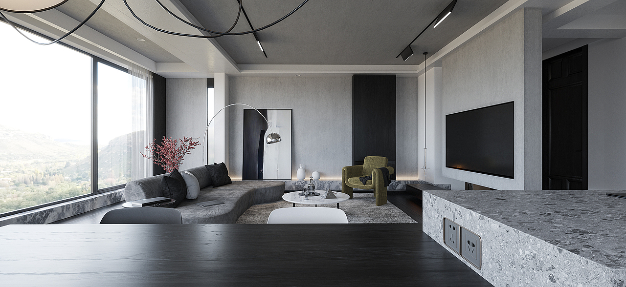 《镜像》简约 黑与白客餐厅