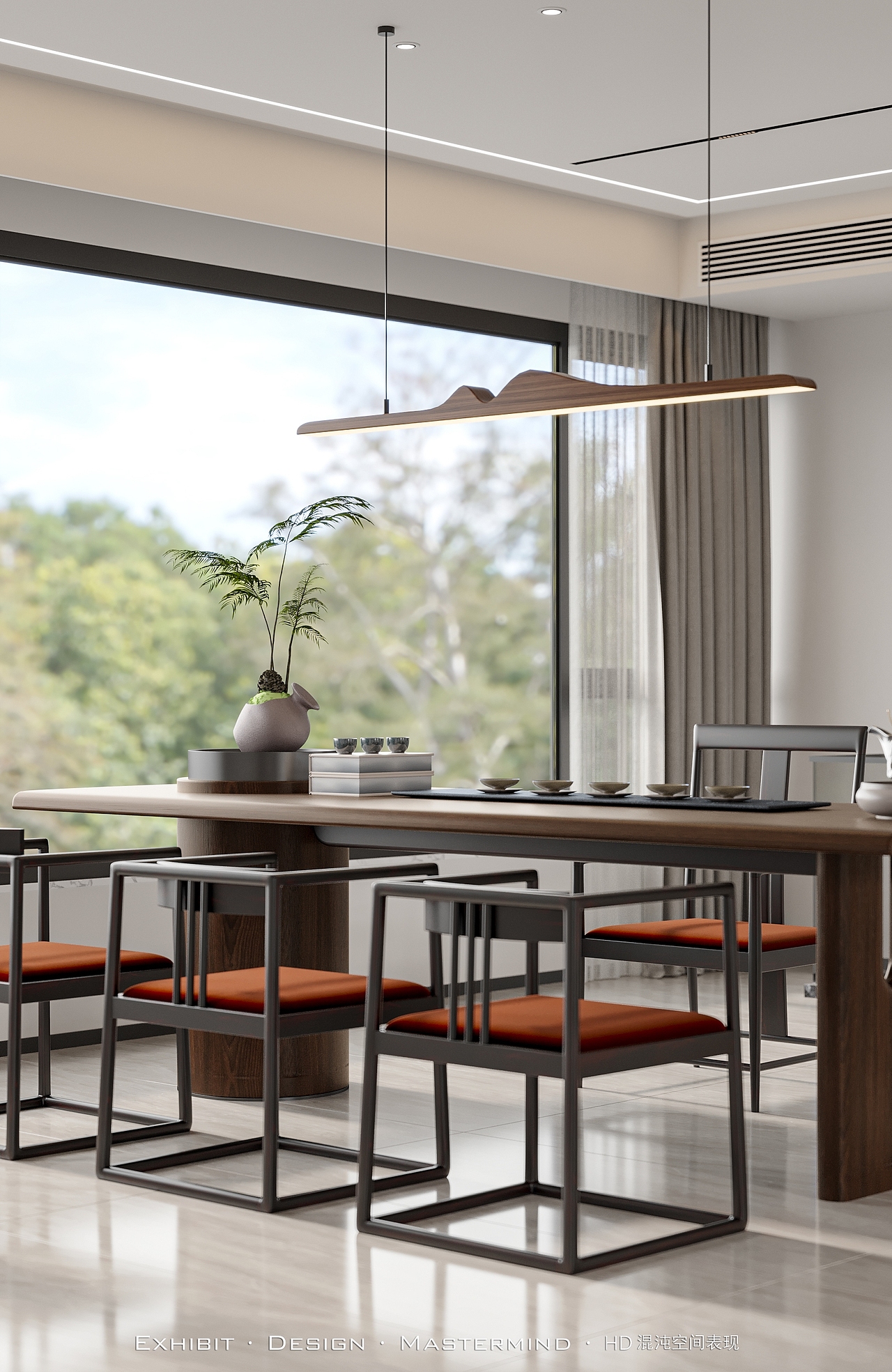 现代 新中式风 平层客餐厅 X 混沌空间表现