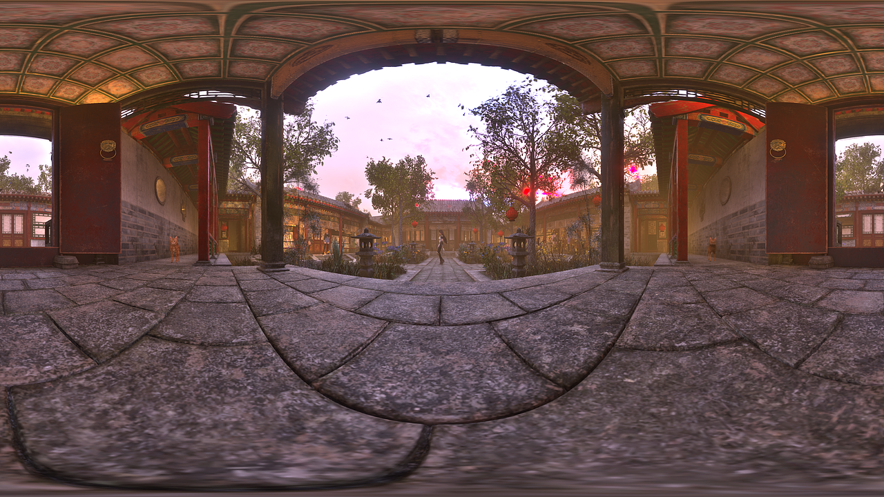近代国风四合院UE5.3-VR360全景图(无后期)预览