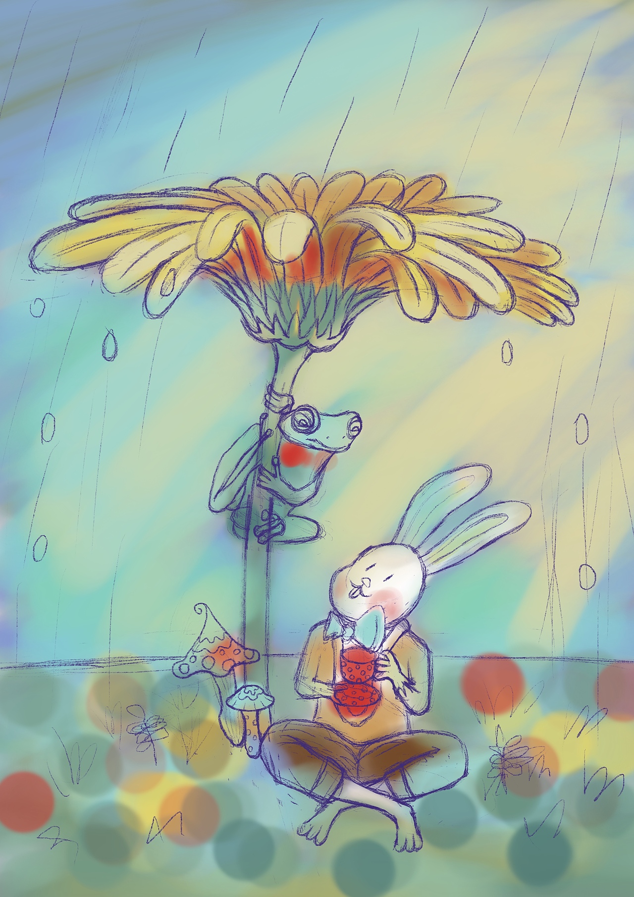 二十四节气插画-雨水（图ZMzMxNDYzMTE2） - 创作习作 - 站酷设计师何圆圆98原创素材 - 站酷ZCOOL