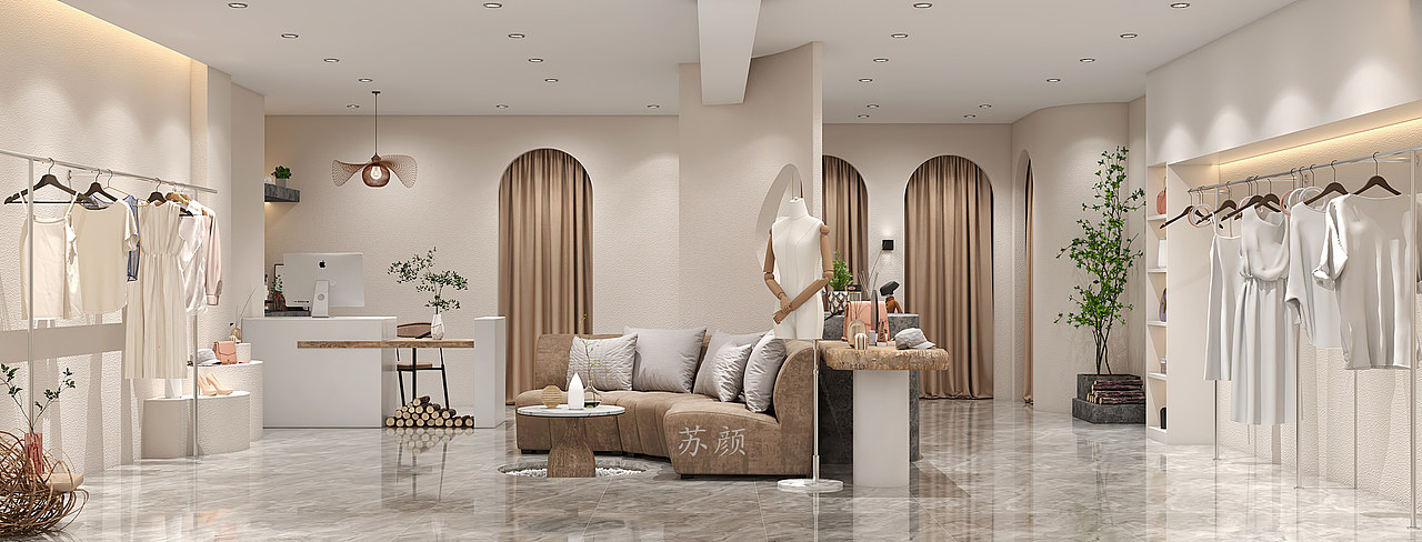 治愈风空间-简约风服装店设计