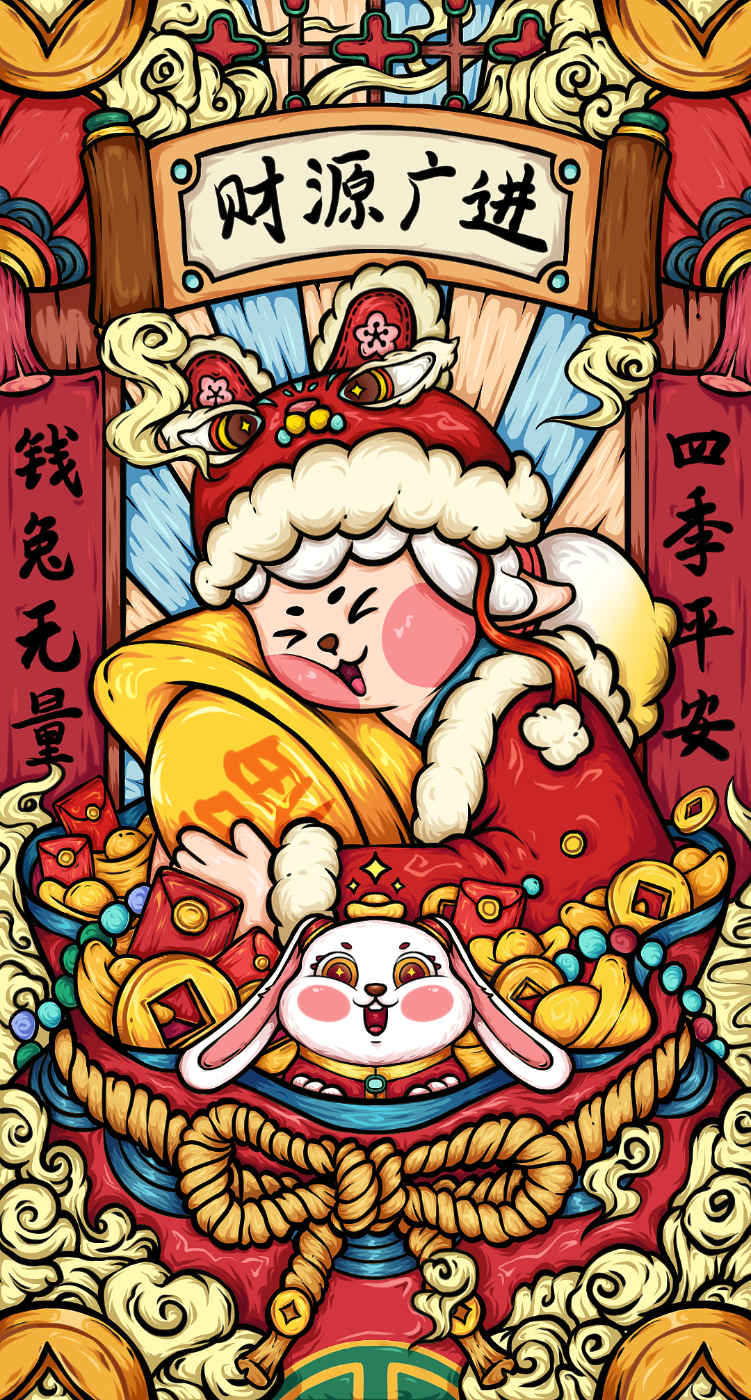 兔年国潮插画（图ZMzI3MDMyNTE2） - 创作习作 - 站酷设计师Rennie_原创素材 - 站酷ZCOOL