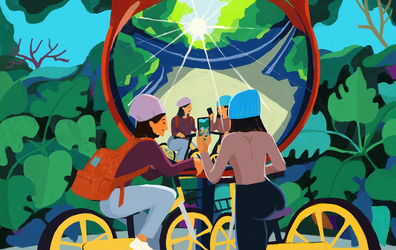 卷宗wallpaper*2023年《绿色出行》公交卡插画设计