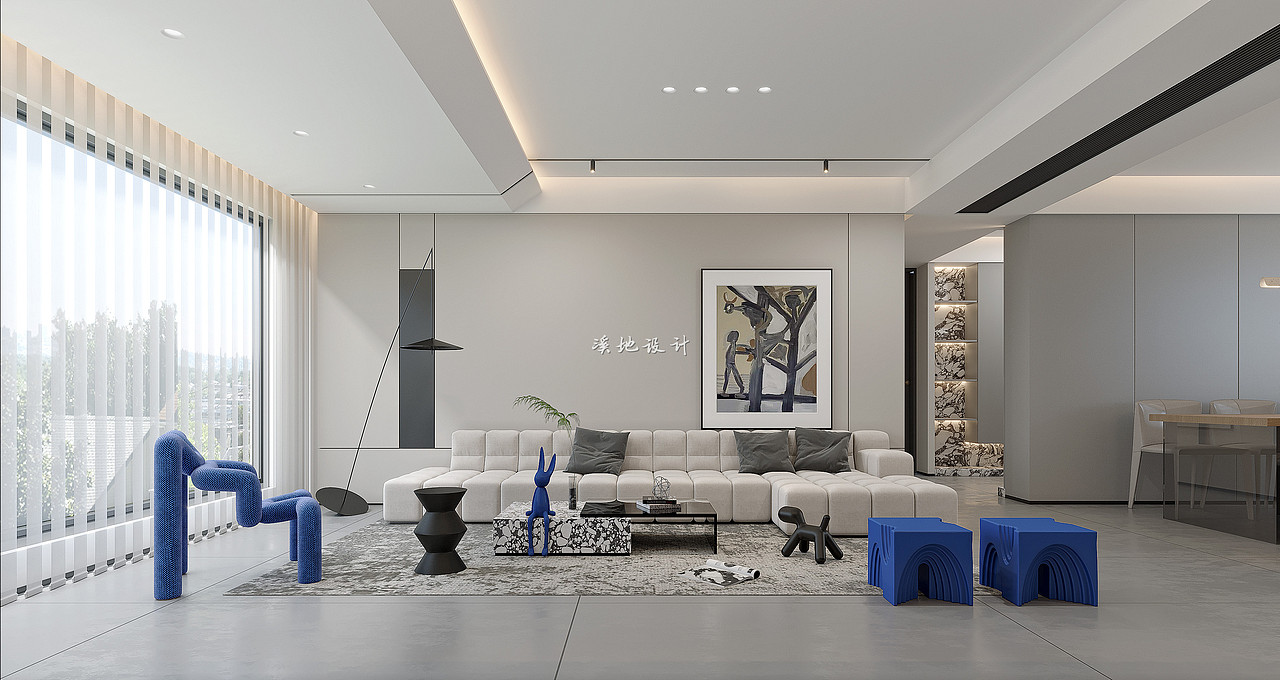 克莱因蓝色搭配黑白灰色系，氛围感十足（图ZMzIzMzcyMTQ0） - 家装设计 - 站酷设计师大肥肥88原创素材 - 站酷ZCOOL