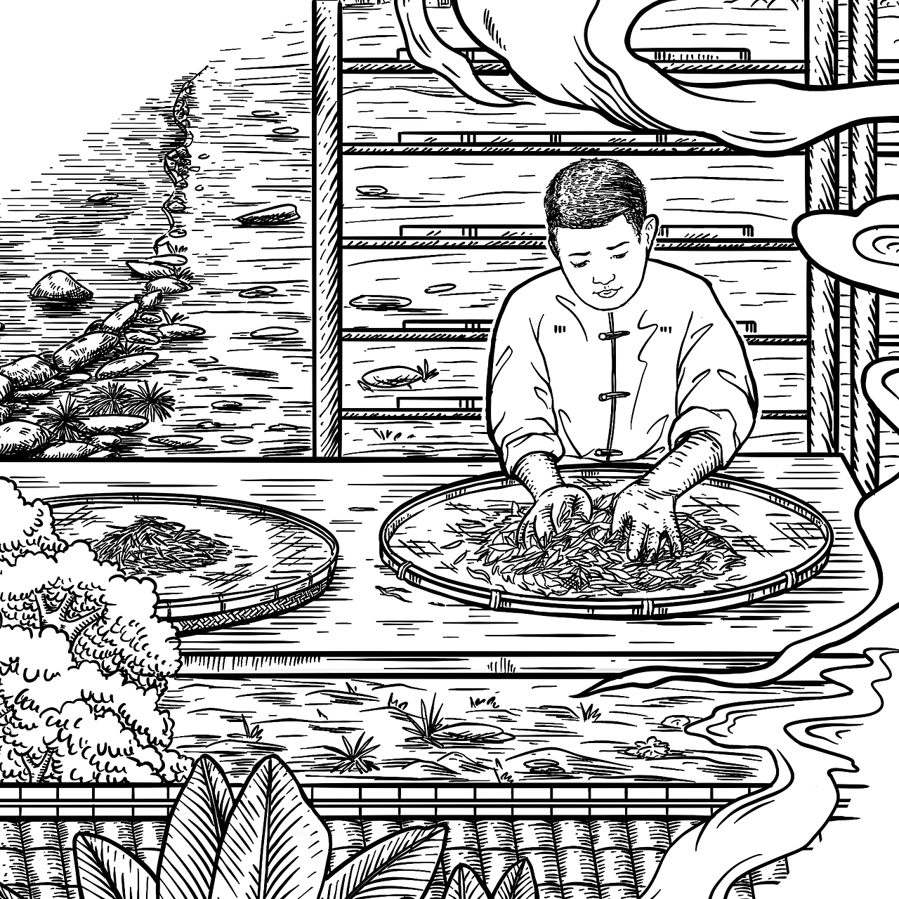 茶品牌长卷插画