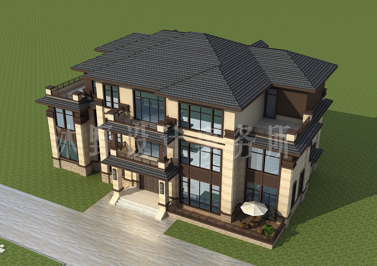 山东聊城、闫总三层新中式别墅设计