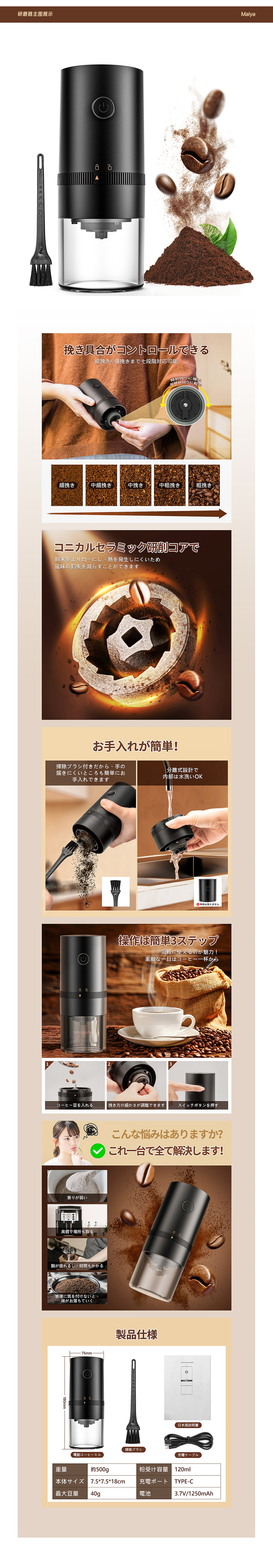 跨境电商详情页 | 亚马逊 | 电动研磨器 | 烧烤锡纸盒