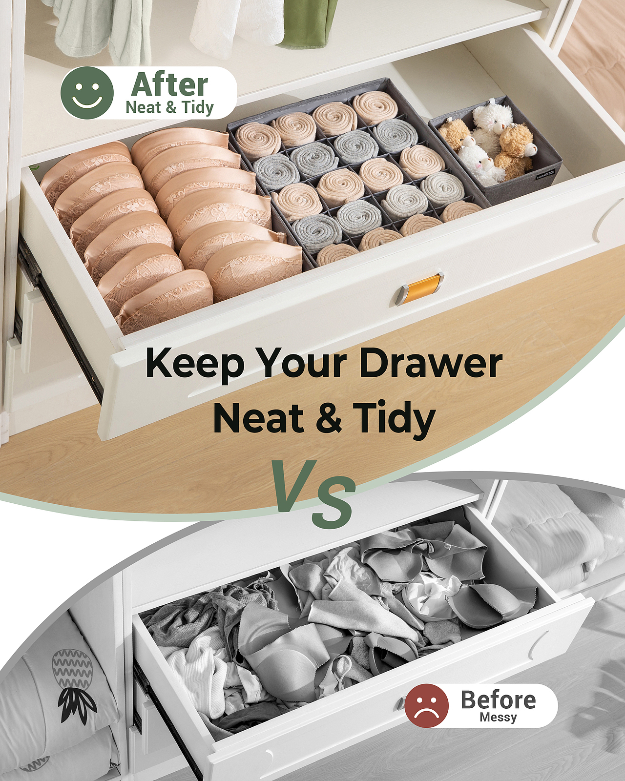 亚马逊电商图 灰色布艺内衣袜子收纳盒 项目设计