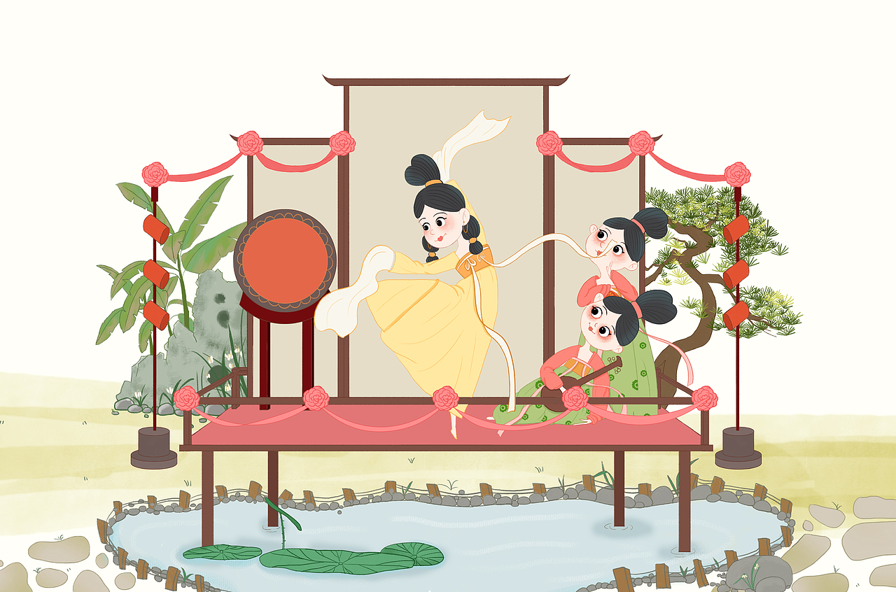 春日游园（图ZMzM0MjU4Njky） - 商业插画 - 站酷设计师程小九儿原创素材 - 站酷ZCOOL