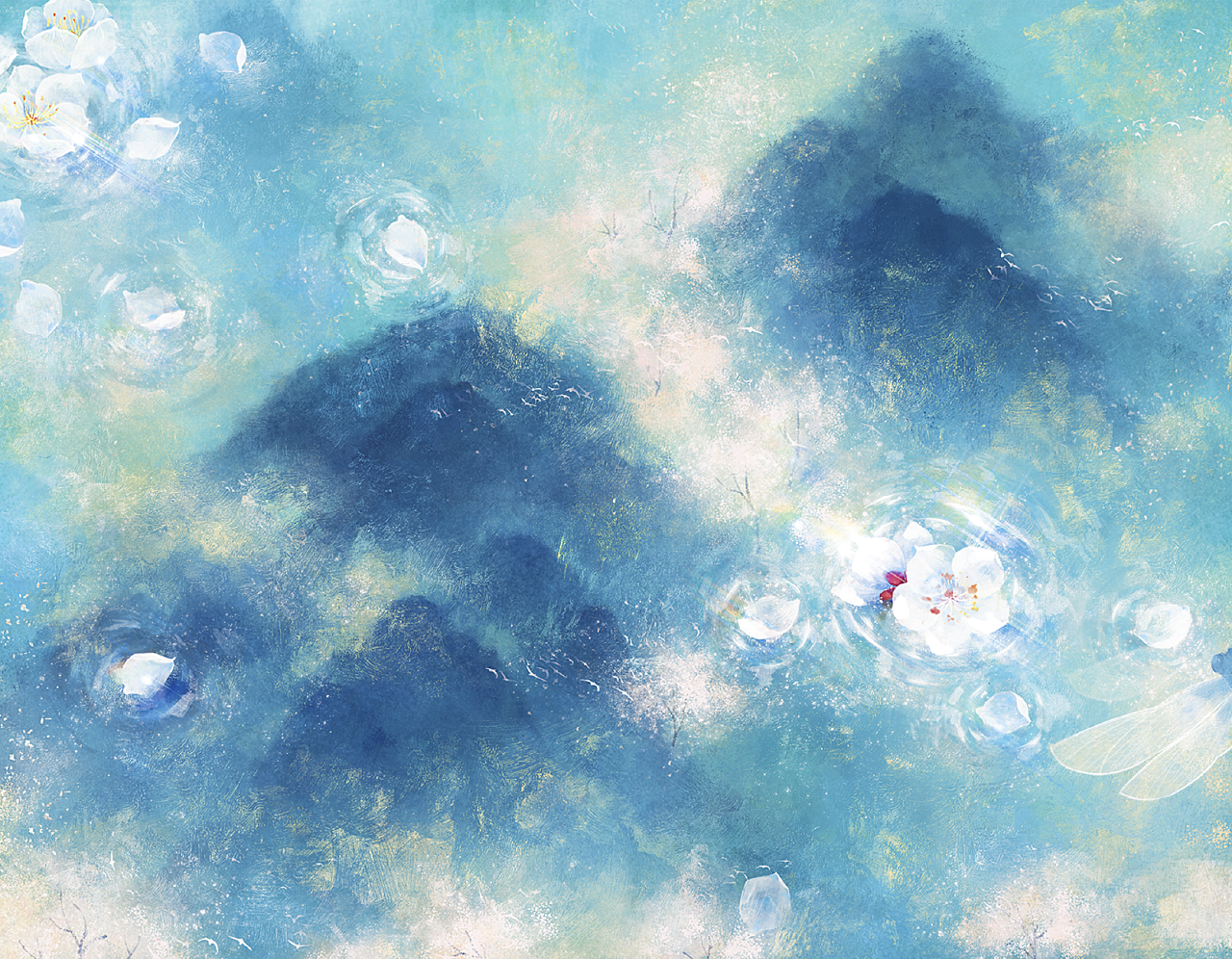 【氛围】梦中身-系列合集-仿手绘岩彩质感插画