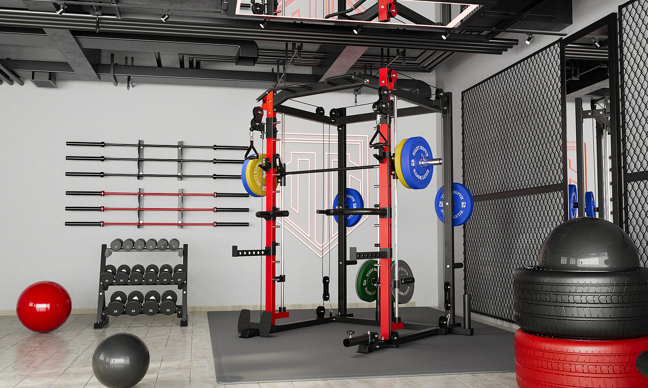 产品渲染-龙门架power cage