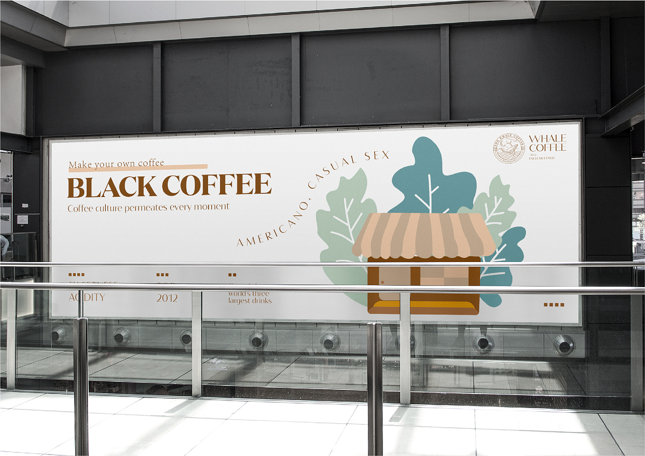 鲸鱼咖啡馆品牌延展logo