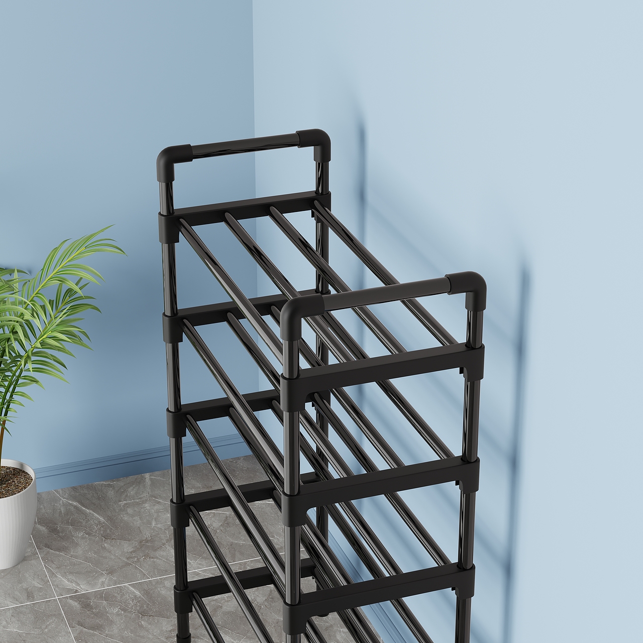 简易扶手塑料件鞋架电商用效果图