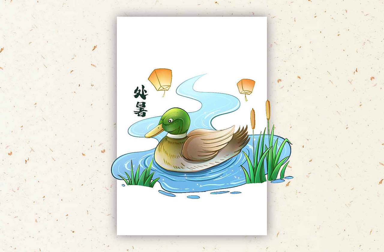 古风二十四节气植物美食组合元素