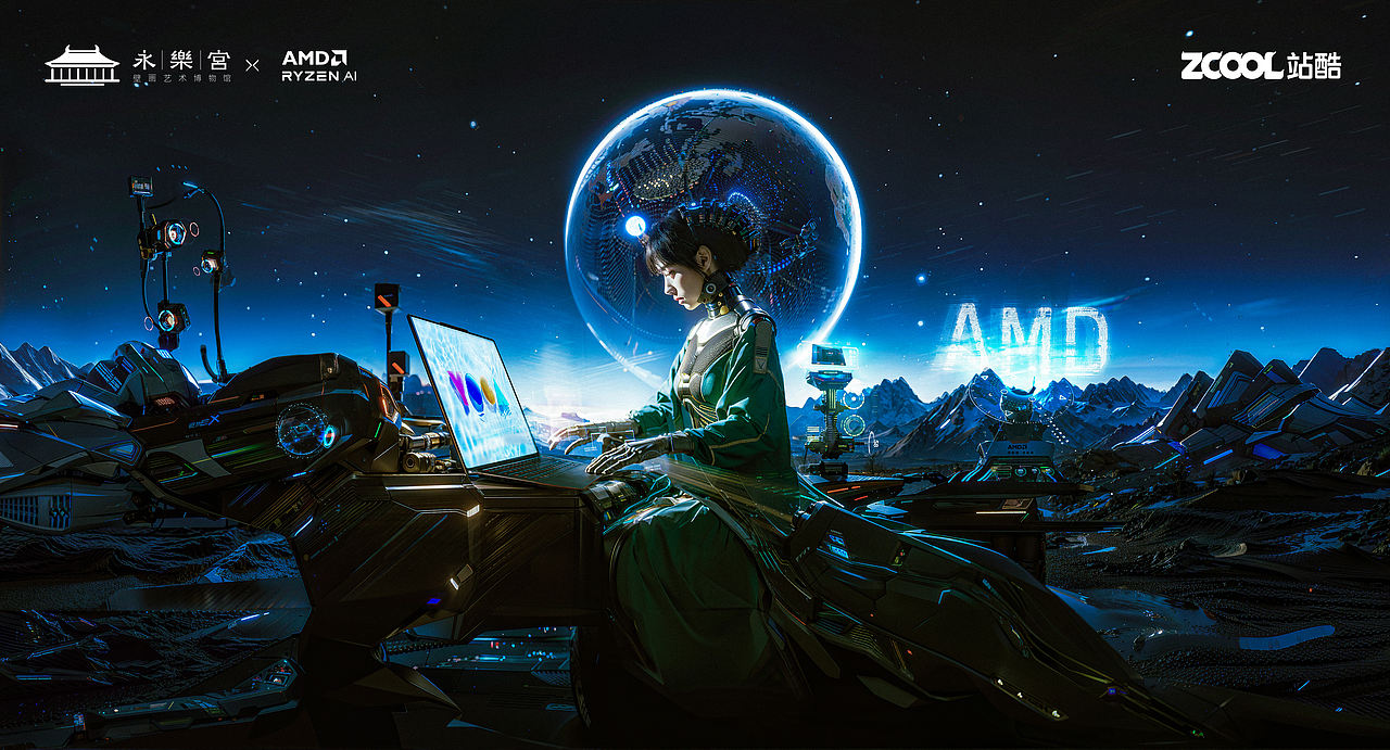 月神丨在月球用AMD Ryzen AI引擎送祝福!(图ZMzU4MjA5MDA0) - AI作品 - 站酷设计师TEVIN009X原创素材 - 站酷ZCOOL