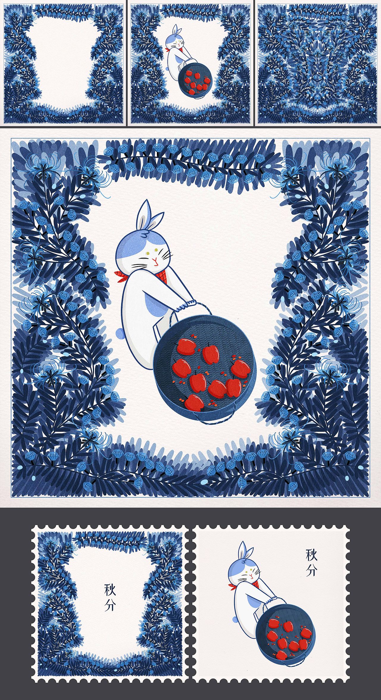 扑哧兔兔 | 节气&花纹&邮票&青花瓷（图ZMzAwODE3MDc2） - IP形象 - 站酷设计师aaaamieya原创素材 - 站酷ZCOOL