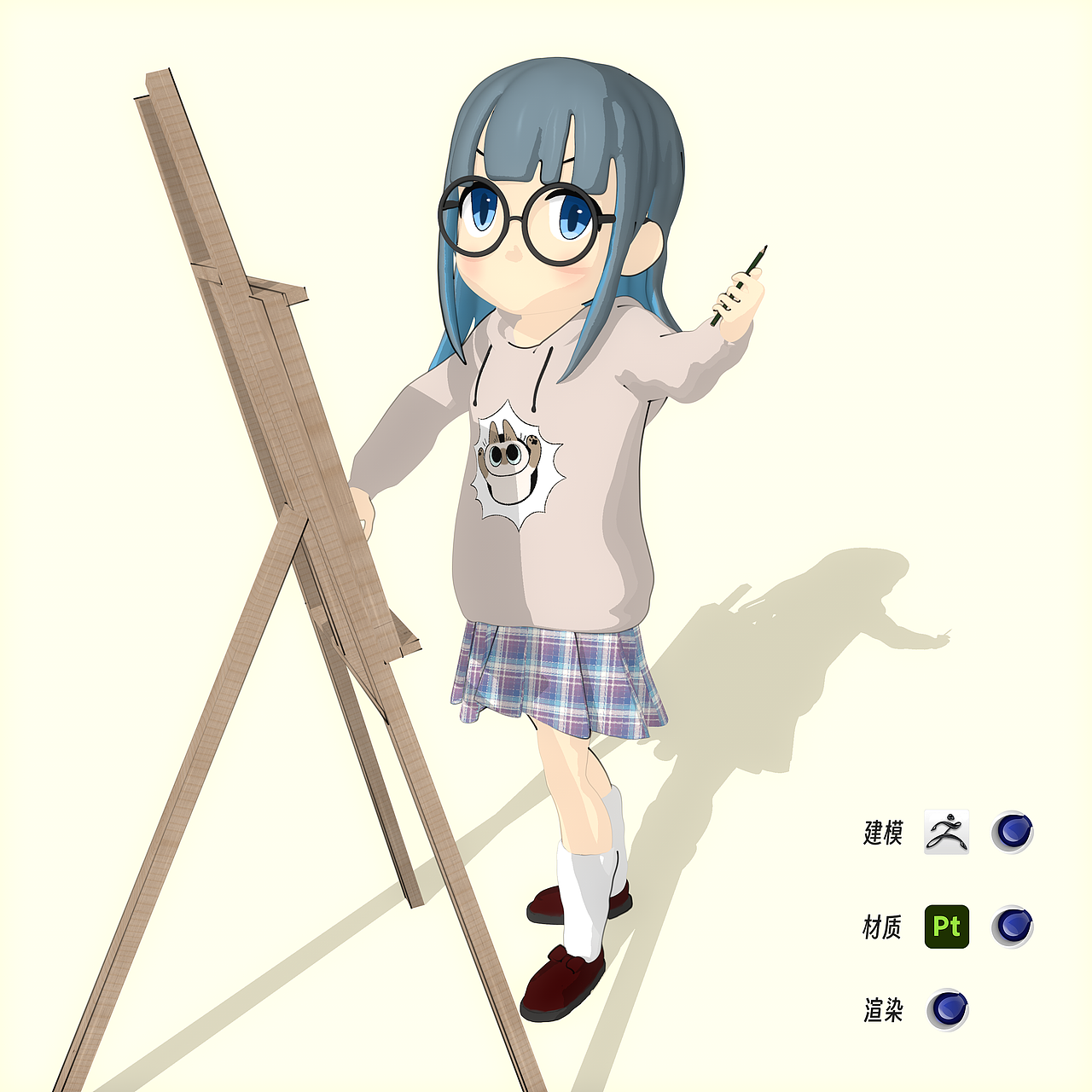 三渲二建模+渲染尝试（图ZMzY0NjU2NDMy） - 人物/生物 - 站酷设计师Eanya_Tonic原创素材 - 站酷ZCOOL