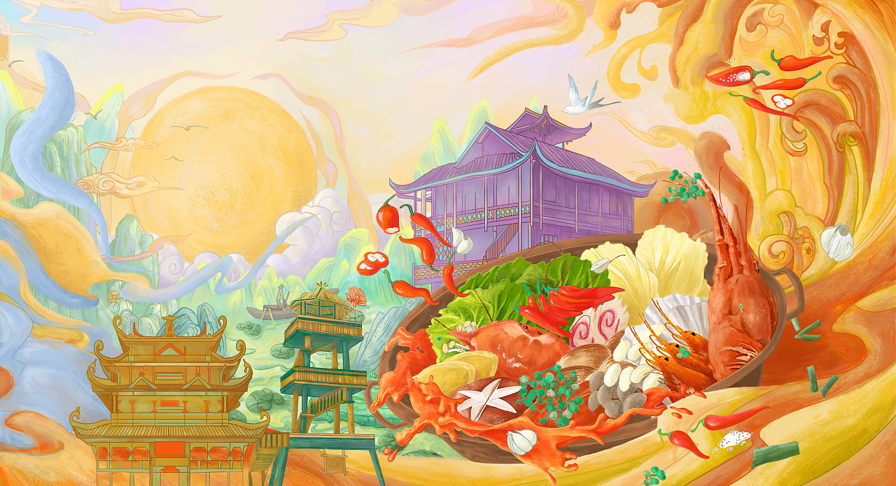 火锅插画（图ZMzU2ODcyNTUy） - 商业插画 - 站酷设计师鲤鲤520原创素材 - 站酷ZCOOL