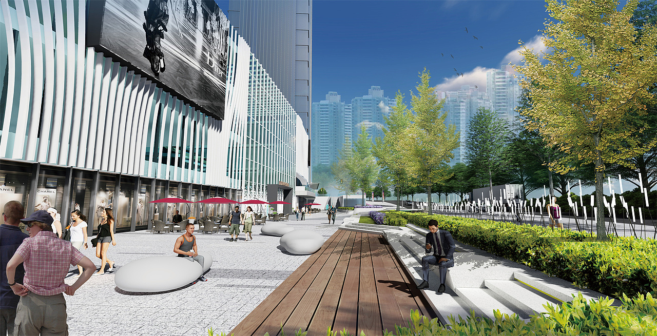 长沙汇景发展中心景观效果图|当代景观规划