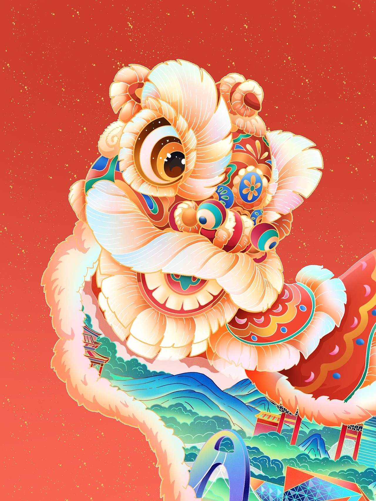 狮舞岭南国潮包装插画（图ZMzMwMjI4MzQ0） - 商业插画 - 站酷设计师54阿毛呀原创素材 - 站酷ZCOOL