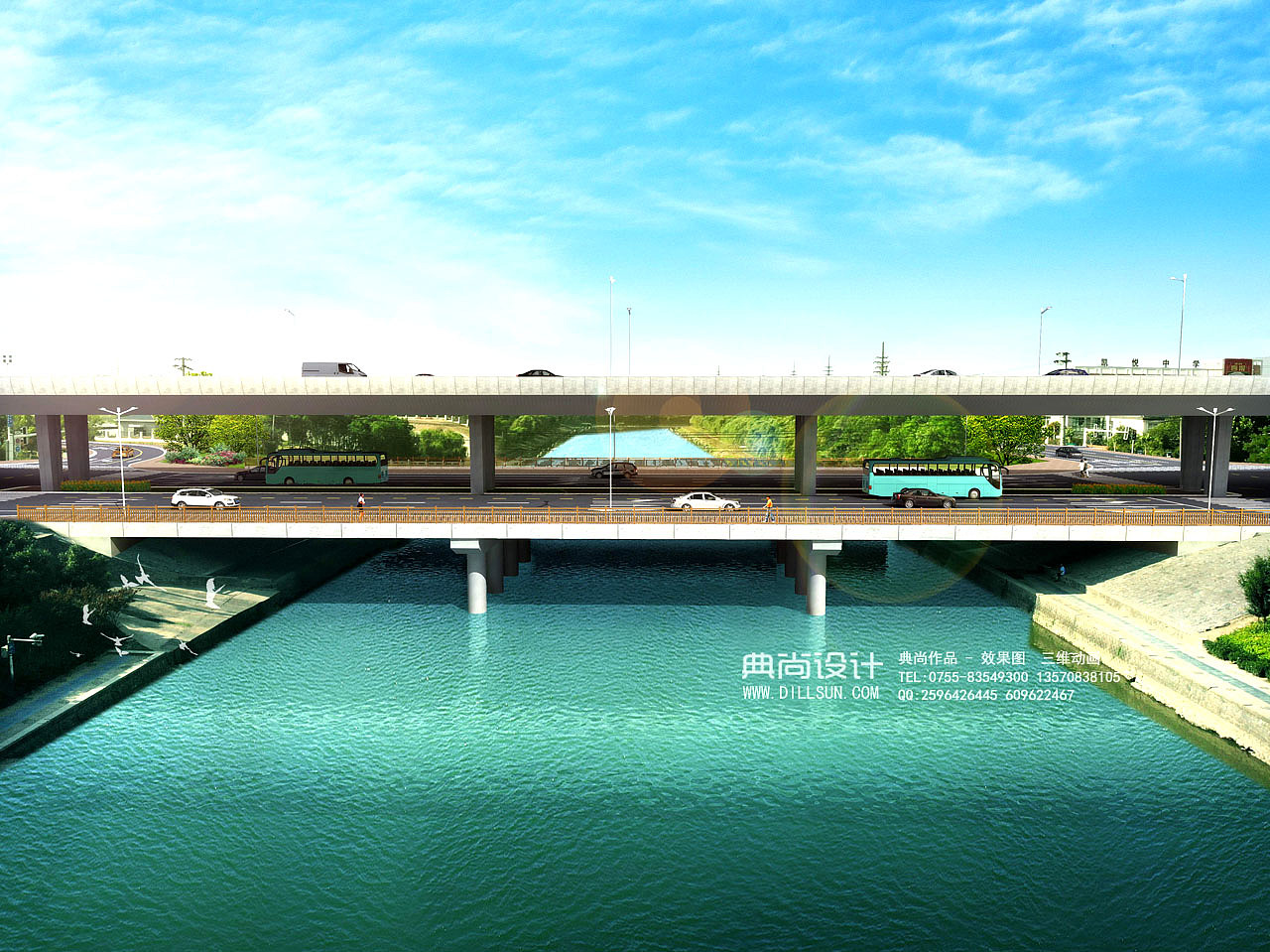 跨线桥效果图作品高架桥