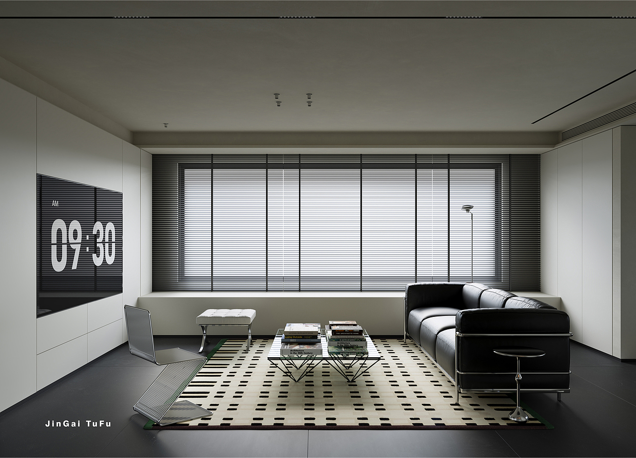 黑白灰调·现代简约客餐厅设计（图ZMzY4NDM2Njg4） - 家装设计 - 站酷设计师图夫x金该_效果图原创素材 - 站酷ZCOOL