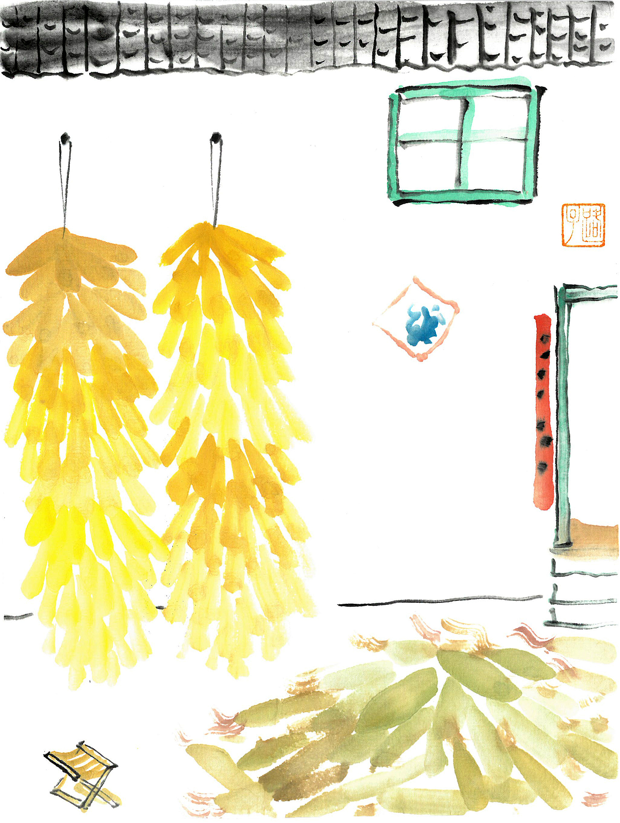 金秋十月，山乡风物（图ZMzUzMjA2MzYw） - 绘本 - 站酷设计师牧云书舍原创素材 - 站酷ZCOOL