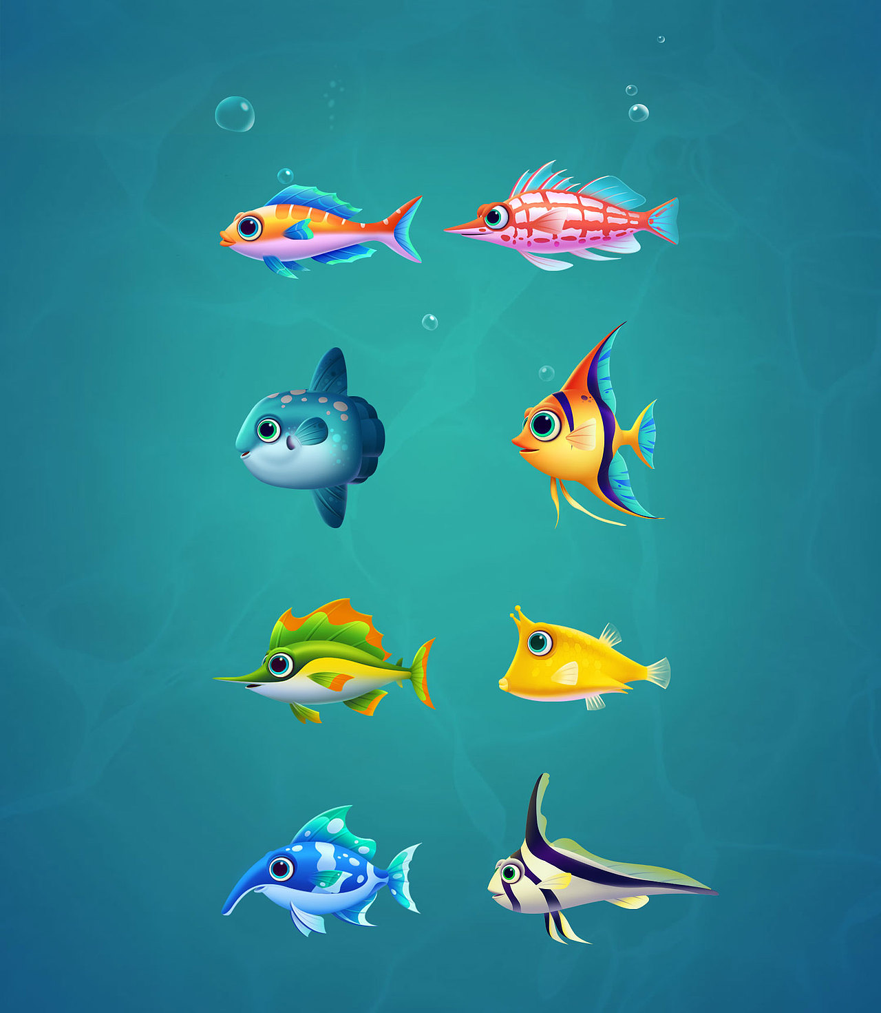 solitaire fish 欧美风格小游戏概念设计合集（图ZMzQ1ODkxMDA0） - 游戏原画 - 站酷设计师王的沙发原创素材 - 站酷ZCOOL