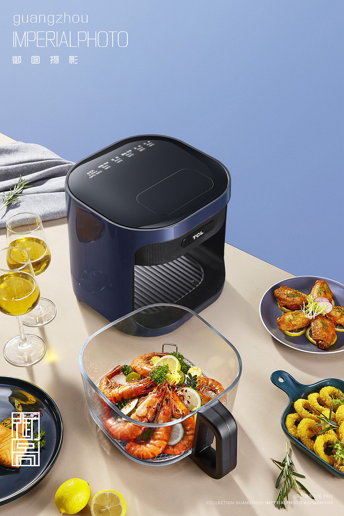 普鲁士蓝调厨电场景 丨TCL空气炸锅（图ZMzExNjI5NDU2） - 产品摄影 - 站酷设计师刘老华哥原创素材 - 站酷ZCOOL